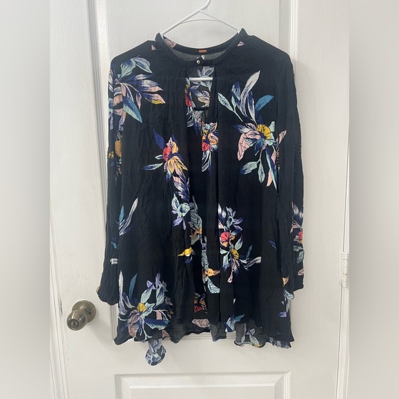 Free People Electric Orchid Print Black Swing Tuni(Size S) - Picture 6 of 10